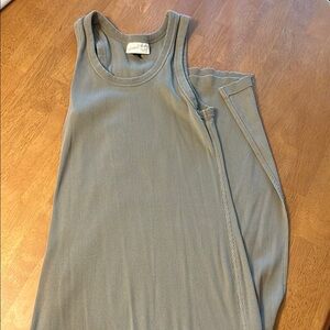 Olive Ribbed Tank Long Dress